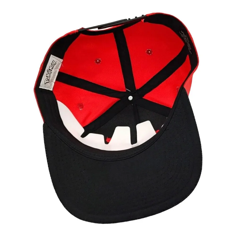 NEW Pokeball Pokemon BIOWORLD Adjustable OSFM Snapback Hat Cap Flat Black Brim